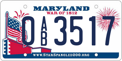MD license plate 0AB3517