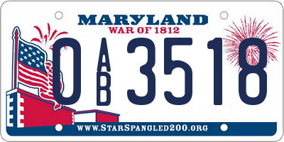 MD license plate 0AB3518
