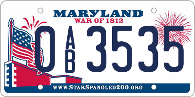 MD license plate 0AB3535