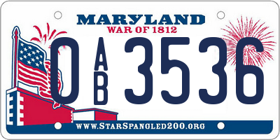 MD license plate 0AB3536