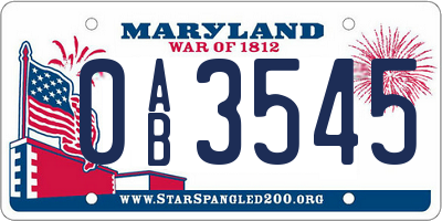 MD license plate 0AB3545