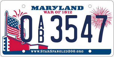 MD license plate 0AB3547