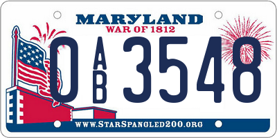 MD license plate 0AB3548