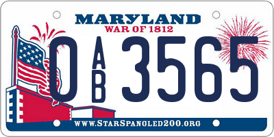 MD license plate 0AB3565