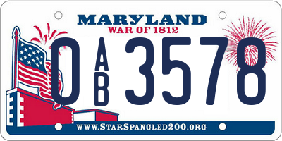 MD license plate 0AB3578
