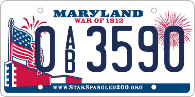 MD license plate 0AB3590