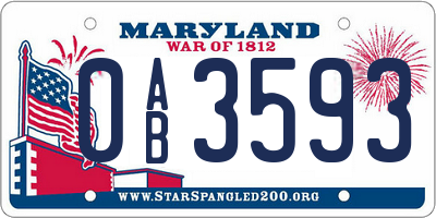 MD license plate 0AB3593