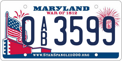 MD license plate 0AB3599