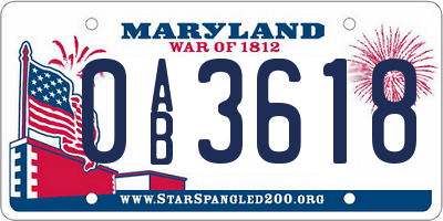 MD license plate 0AB3618