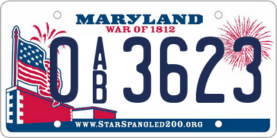 MD license plate 0AB3623