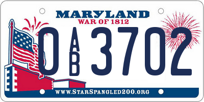 MD license plate 0AB3702