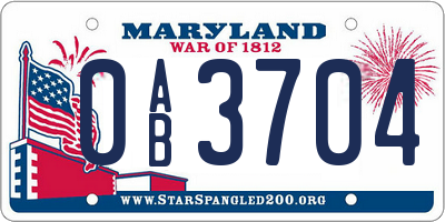 MD license plate 0AB3704