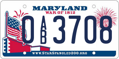 MD license plate 0AB3708