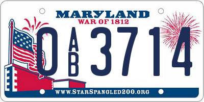 MD license plate 0AB3714