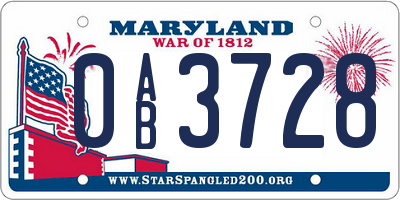 MD license plate 0AB3728