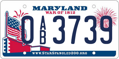 MD license plate 0AB3739