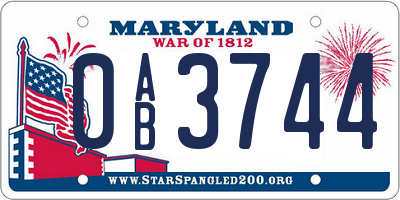 MD license plate 0AB3744