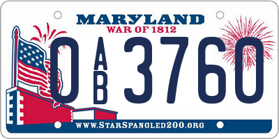 MD license plate 0AB3760