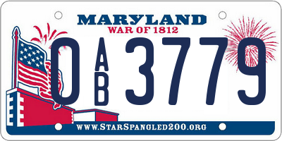 MD license plate 0AB3779