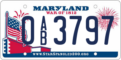 MD license plate 0AB3797