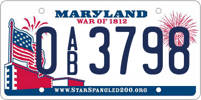 MD license plate 0AB3798
