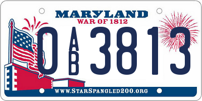 MD license plate 0AB3813