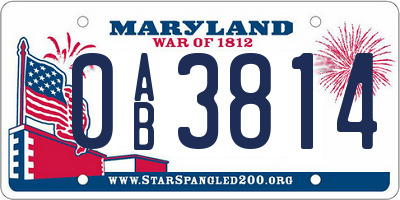 MD license plate 0AB3814