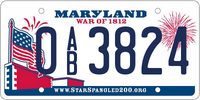 MD license plate 0AB3824