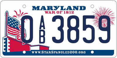 MD license plate 0AB3859