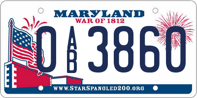 MD license plate 0AB3860