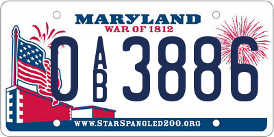 MD license plate 0AB3886
