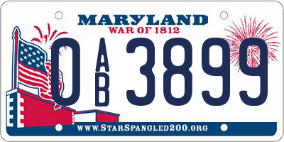 MD license plate 0AB3899