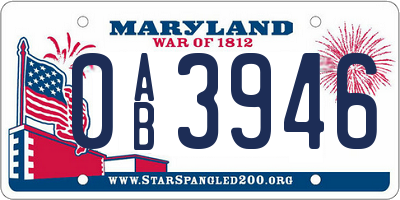 MD license plate 0AB3946