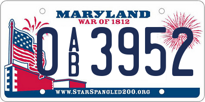 MD license plate 0AB3952