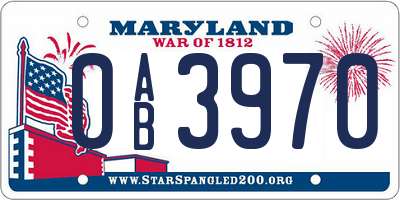 MD license plate 0AB3970