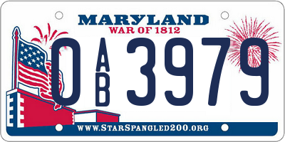 MD license plate 0AB3979