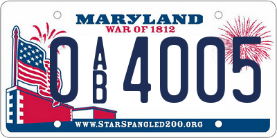 MD license plate 0AB4005
