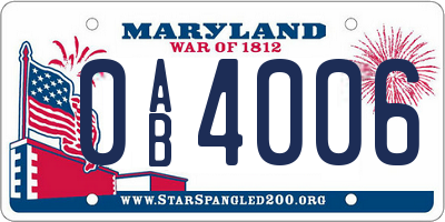 MD license plate 0AB4006