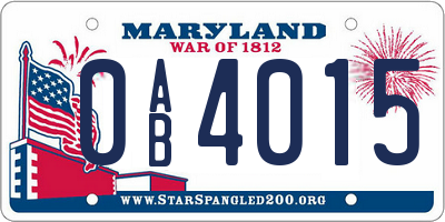 MD license plate 0AB4015