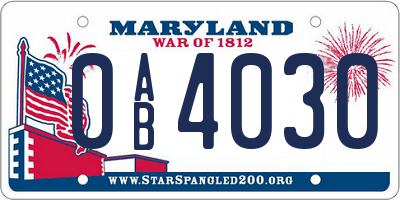 MD license plate 0AB4030