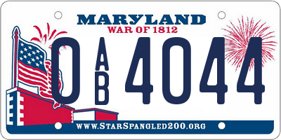 MD license plate 0AB4044