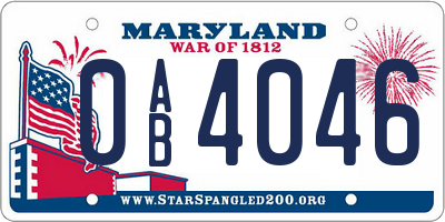 MD license plate 0AB4046