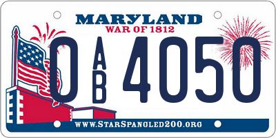 MD license plate 0AB4050
