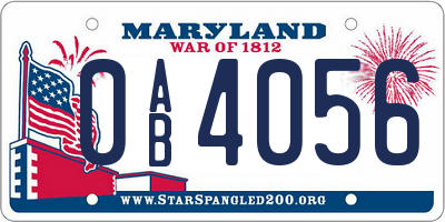 MD license plate 0AB4056