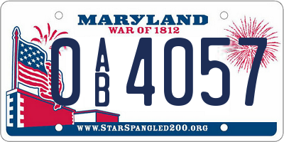 MD license plate 0AB4057