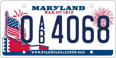 MD license plate 0AB4068