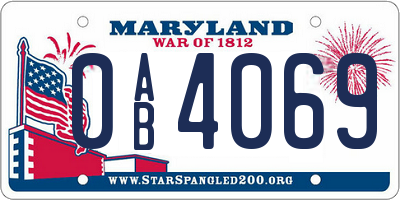 MD license plate 0AB4069