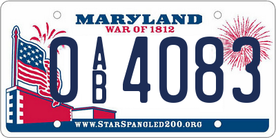 MD license plate 0AB4083