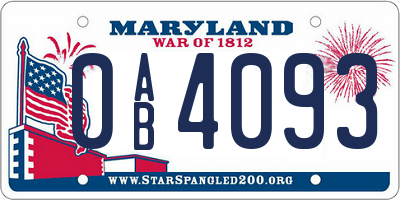 MD license plate 0AB4093