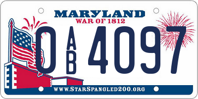 MD license plate 0AB4097